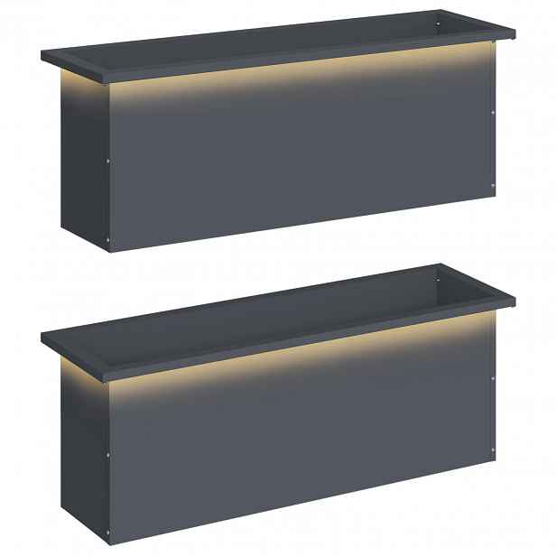 vidaXL Zahradní truhlík s LED osvětlením 2 ks Antracitová
