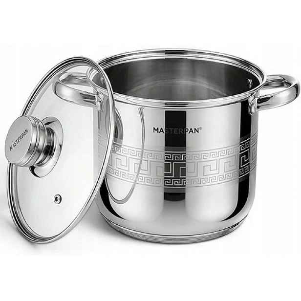 Kotlík Hrnec Stříbrný Vysoký Ocel 24 CM 9,0 L Masterpan
