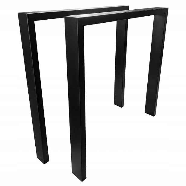 Kovové nohy U pro stůl Loft Industrial černé 50x72 cm Profil 6x4 cm 2 ks