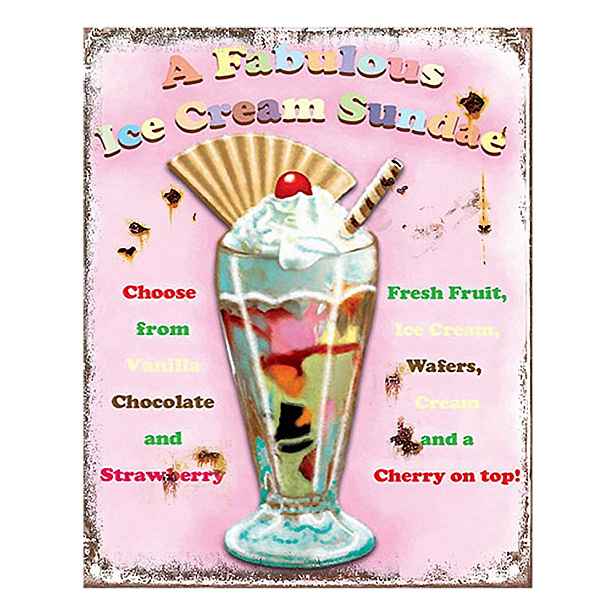 Růžová nástěnná kovová cedule Ice Cream - 20*1*25 cm Clayre & Eef