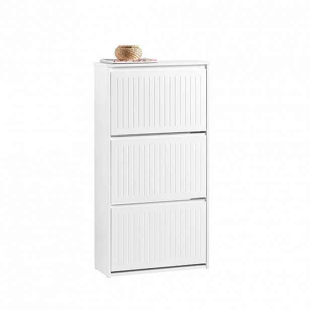 SoBuy BOTNÍK se třemi dveřmi Bílá 60x25x120cm Minimalistický