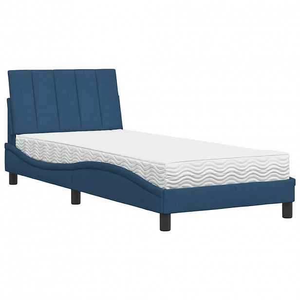 vidaXL Postel s matrací Hanko modrá 90 x 190 cm textil