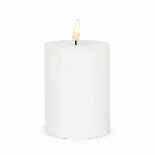 LED svíčka z pravého vosku na baterie, Ø 7,5 × 10 cm, bílá, 2× AA