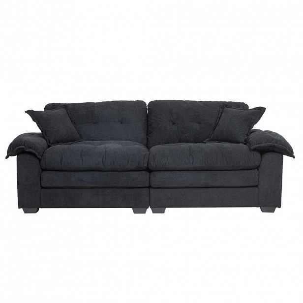 OKWISH POHOVKA 214/89/93 cm černá z chenille s hlubokým sedem a dvouvrstvými polštáři