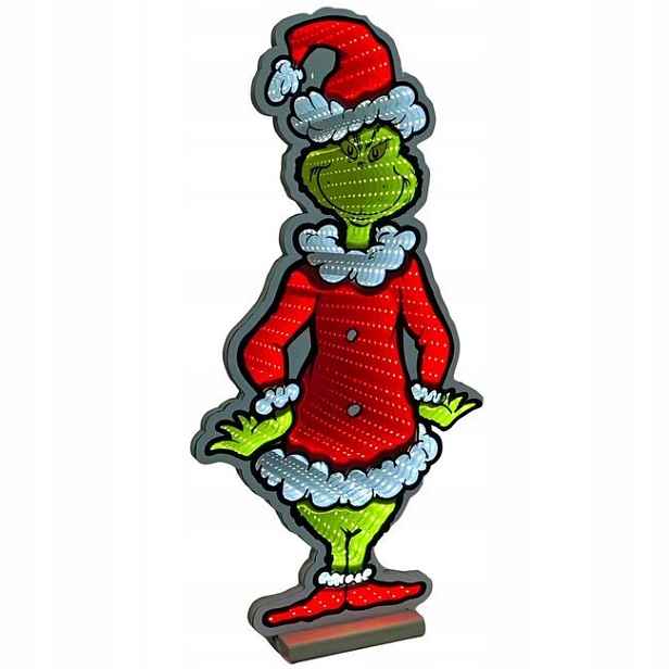 Grinch Led světlo s efektem nekonečna v Santově obleku, 60 cm
