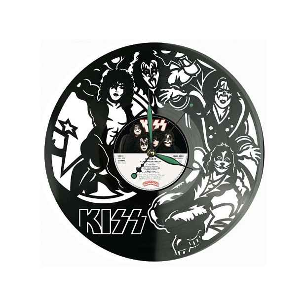 Kiss Vinyl Nástěnné hodiny Vinylová deska Unikátní dekorace pro fanoušky hudby