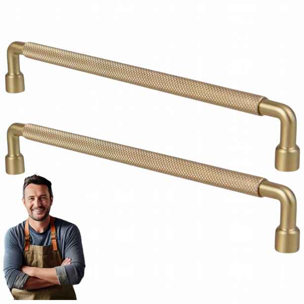 Nábytková Úchytka pro zásuvku Tertius 128 mm Zlatý kartáčovaný rýč 2ks