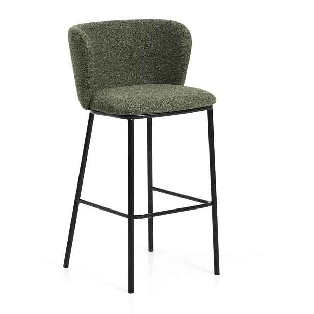 Tmavě zelená čalouněná barová židle (výška sedáku 75 cm) Ciselia – Kave Home