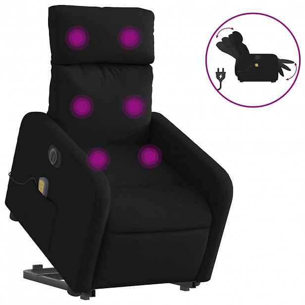 vidaXL Elektrické zvedací masážní polohovací křeslo černé textil