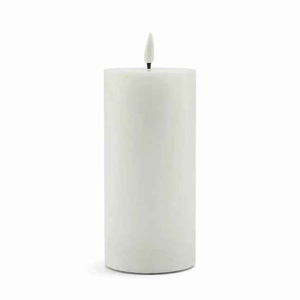 LED svíčka z pravého vosku na baterie, Ø 7,5 × 15 cm, bílá, 2× AA