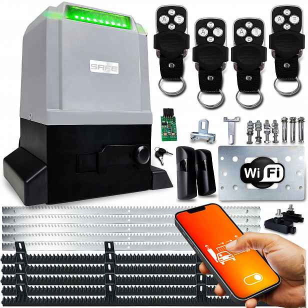 Set Pohon Pro Posuvnou Bránu 800 kg 4 ovladače Wifi lišty Tuya automat
