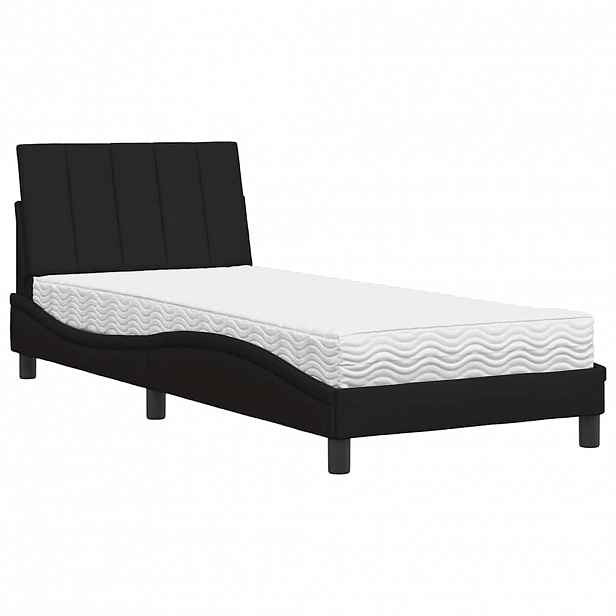vidaXL Postel s matrací Hanko černá 90 x 200 cm textil