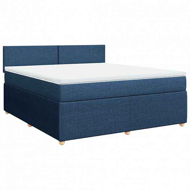 vidaXL Box spring postel s matrací modrá 180x200 cm textil
