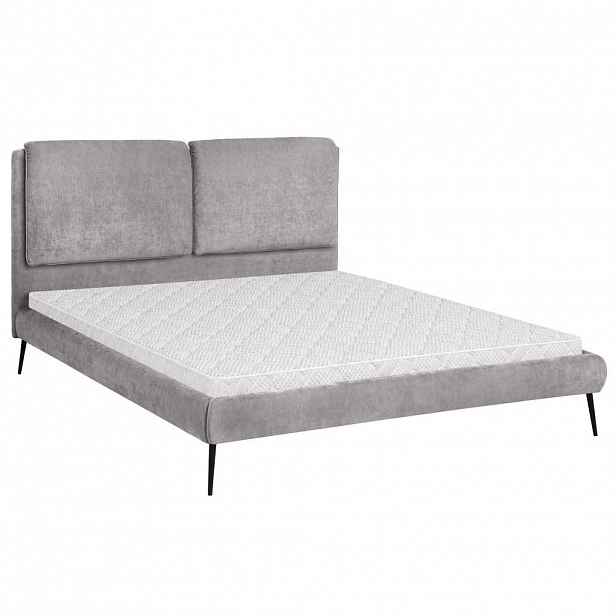 Beautysofa ČALOUNĚNÁ POSTEL Nuit, dvoulůžko 160x200 cm s pěnovou matrací 10 cm, žinylková látka, šedá