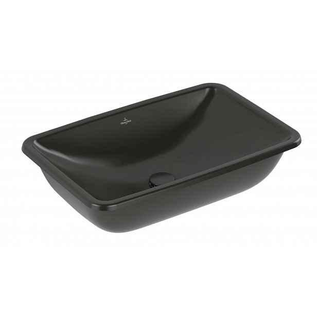 Villeroy & Boch Loop&Friends - Umyvadlo, 68x45 cm, bez přepadu, bez otvoru pro baterii, CeramicPlus, Pure Black 4A5801R7