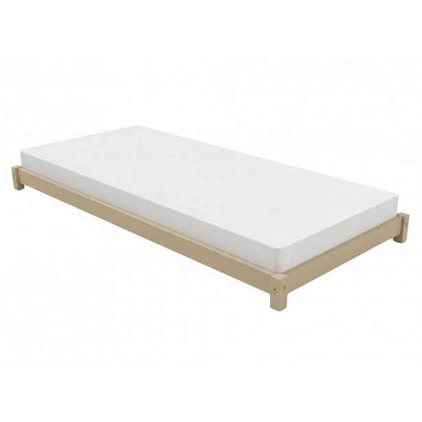 Benlemi Dřevěné dětské jednolůžko LUCKY Zvolte barvu: Béžová, Zvolte rozměr: 90x200 cm, Zvolte zábranu: S otevřeným vstupem