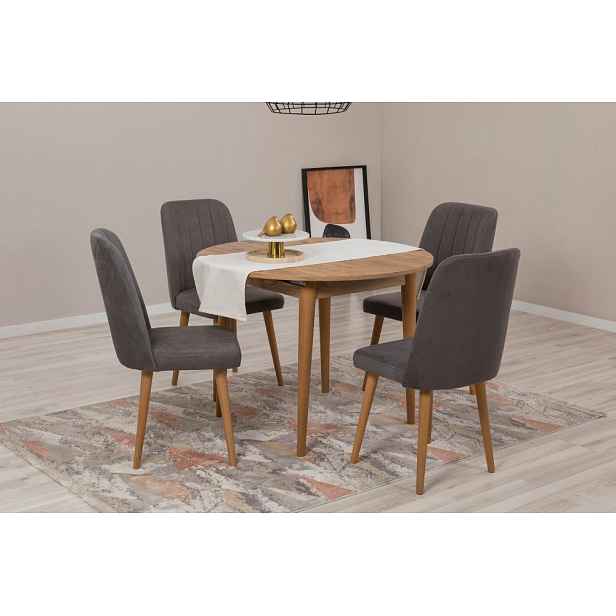 Jídelní set s rozkládacím stolem a židlemi (5 kusů) Vina 1501 - Atlantic Pine, Anthracite