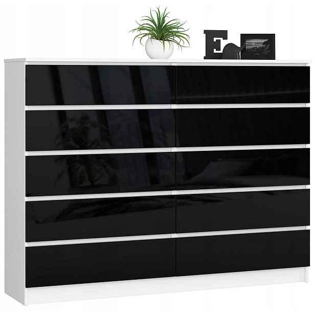 Komoda K160 10SZ Clp Pk Czarny Połysk Akd