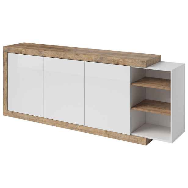MASSENO KOMODA SINFONIA, 220/86/40 cm se 3 dvířky, dekor dub
