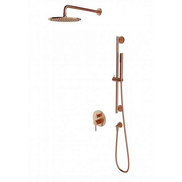 OMNIRES Y - Sprchový set s baterií pod omítku, s tělesem, průměr 25 cm, kartáčovaná měď SYSY47CPB