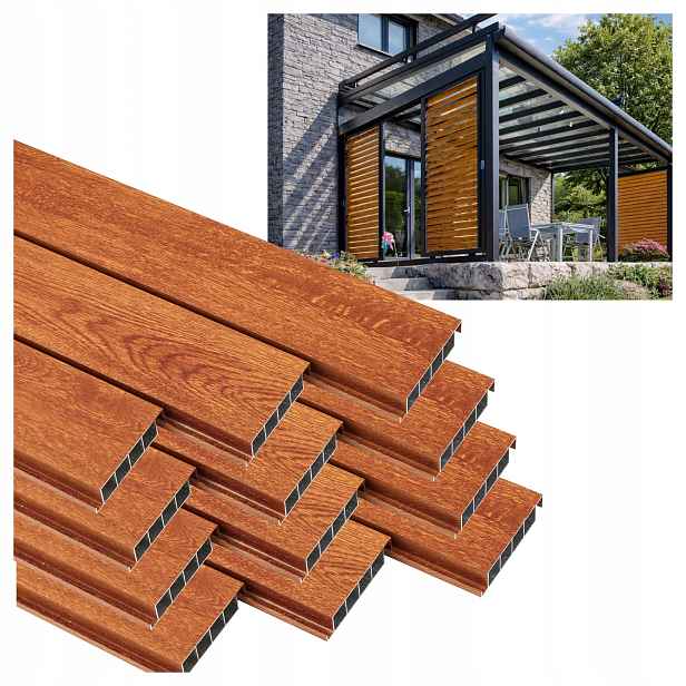 12 X Pohyblivé Žaluziové Desky Shutters Panel Altán Pergola Zlatý Dub 120 CM