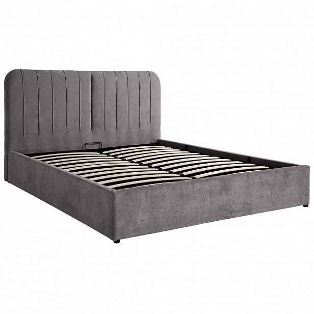 Beautysofa ČALOUNĚNÁ POSTEL Livre bez matrace, s úložným prostorem, plynovými písty, 160x200 cm, žinylková látka, tmavě šedá