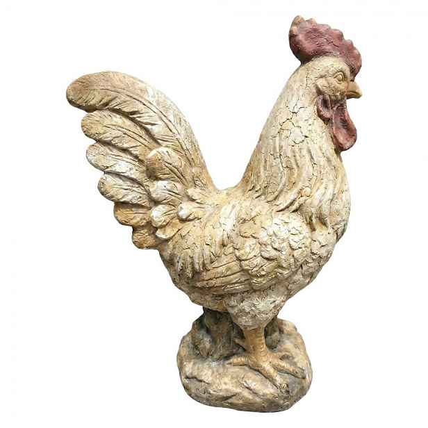 Béžová antik dekorativní figurka venkovský kohout - 35*22*49 cm Clayre & Eef