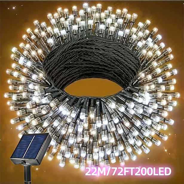 TEMU 1 balení venkovních solárních pohádkových světel, 30/100/200/300 LED světel, vhodné pro různé sváteční dekorace, dvůr, párty, terasu, dekoraci