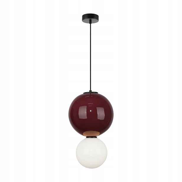 Italux Závěsná lampa Pieve Led 7W Bordově bílá Ø25 cm 2 koule