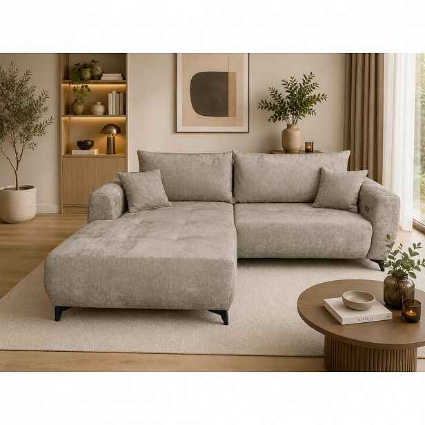 P & B ROHOVÁ SEDAČKA, textil, šedohnědá