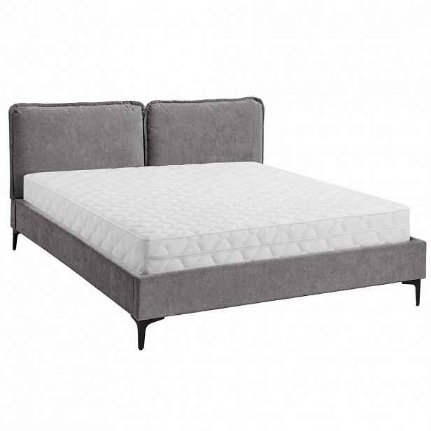 Beautysofa ČALOUNĚNÁ POSTEL Sombra, manželská postel 160x200 cm s taštičkovou matrací 26 cm, žinylková látka, tmavě šedá
