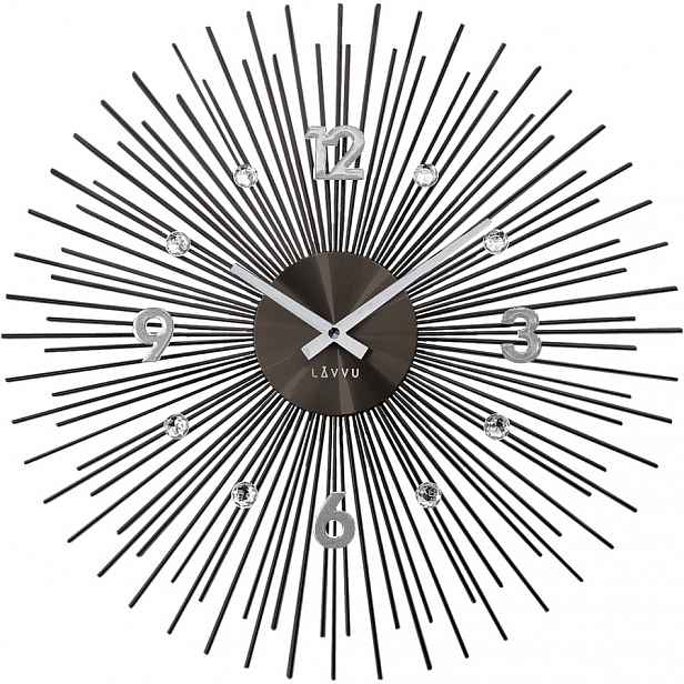 Lavvu LCT1143 kovové hodiny Crystal lines antracitová, pr. 49 cm