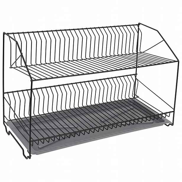 Odkapávač Na Nádobí S Podnosem 2-ÚROVŇOVÁ 60 CM Odkapávač Černá