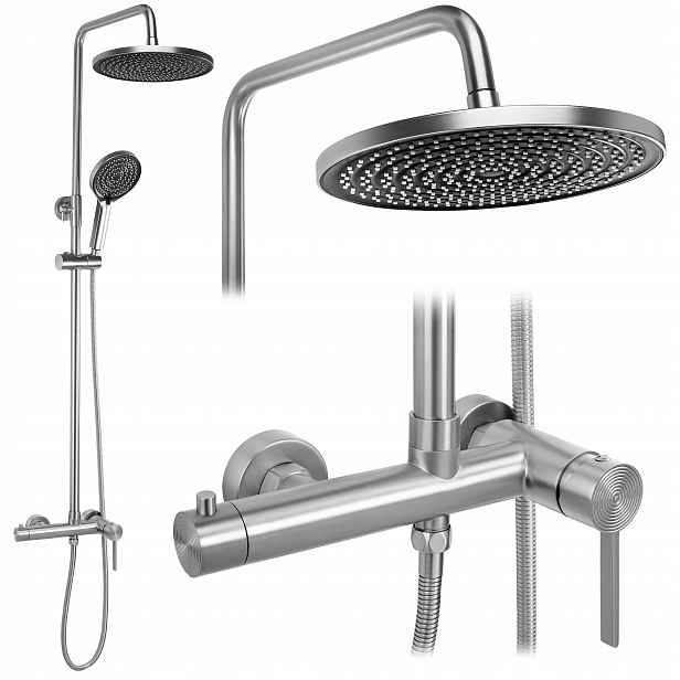 Sprchový Set Kartáčovaný Nikl Rea Nástěnný Sprchový Foster