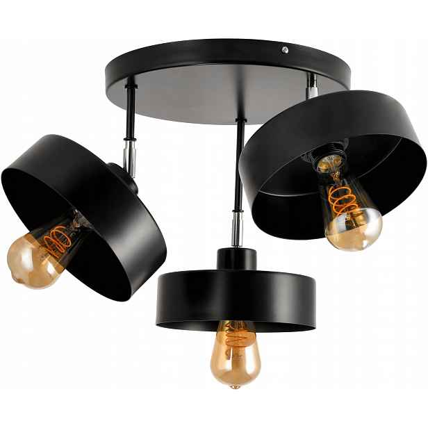 stropní svítidlo Led lustr 3xE27 Loft Nastavitelná černý hrnek Střední