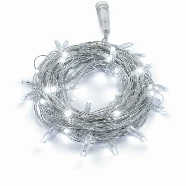LED tekoucí světlo, 4 m, ledově bílá, 64 diod, čirý kabel, IP44, 24V