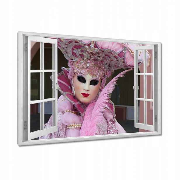 Obrazy 90x60 Růžová karnevalová maska