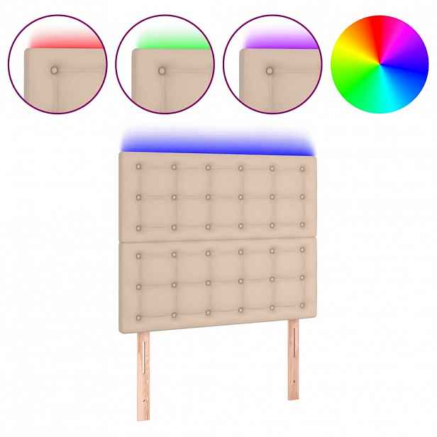 vidaXL Čelo postele s LED cappuccino 90x5x118/128 cm umělá kůže