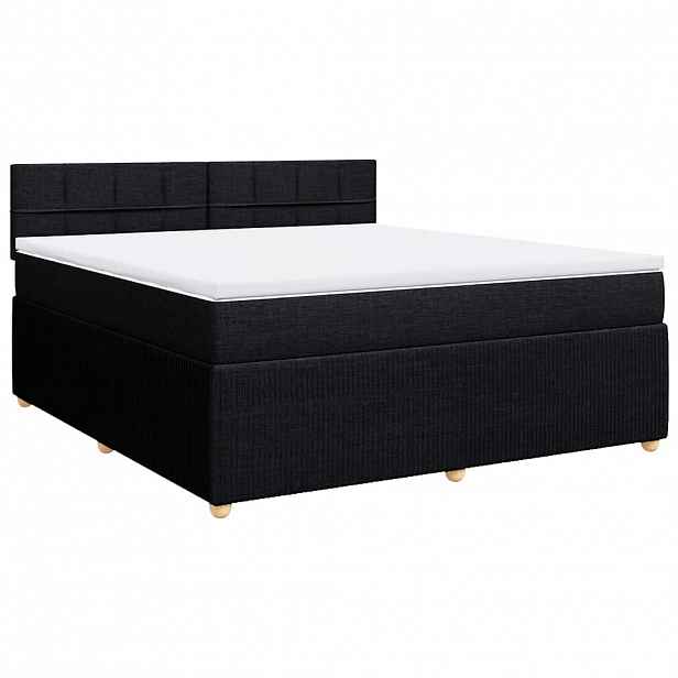 vidaXL Box spring postel s matrací černá 180x200 cm textil