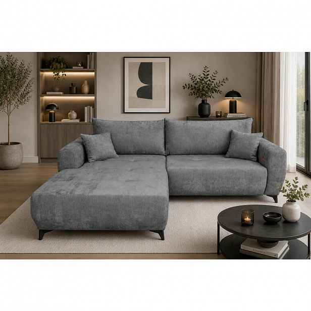 P & B ROHOVÁ SEDAČKA, textil, šedá