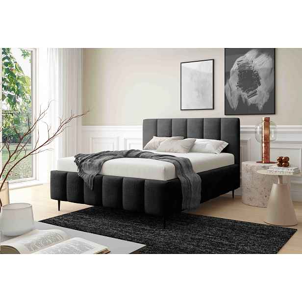 Manželská čalouněná postel 160x200 SERAFINA LEG - černá