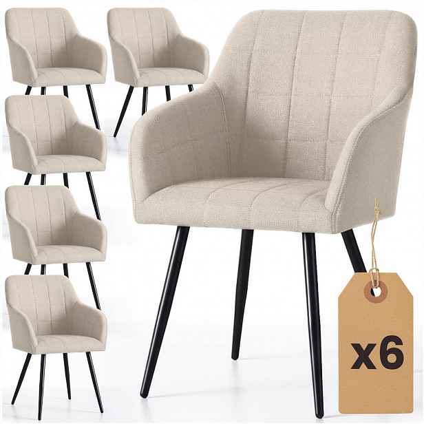 RAUMHIRSCH FURNITURE ČALOUNĚNÁ ŽIDLE, sada 6 ks, kovové nohy, černá, X 54/82/58