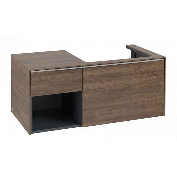 Villeroy & Boch Subway 3.0 - Umyvadlová skříňka s LED osvětlením, 41x100x52 cm, 2 zásuvky, výřez vpravo, Arizona Oak C571L0VH