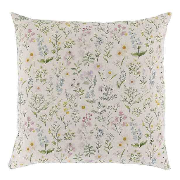 Béžový povlak na polštář s květy Aix Wild Flowers - 60*60 cm Chic Antique