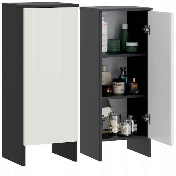Koupelnová Skříňka Stojící Sloupek Antracit Bílá 35 cm 3 Police Moderní