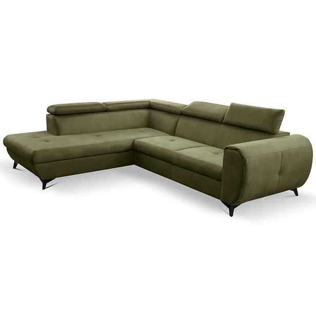 Laski Rozkládací rohová sedací souprava Mona Pik 260 cm Letto 38 khaki levá