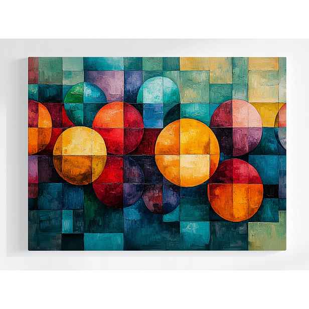 Plakát Barevná Abstrakce Geometrie Kolo Čtverec 100x75