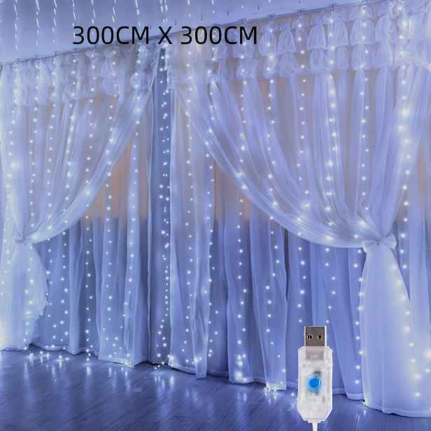 TEMU 300, 200LED Pohádková Závěsová Světla, Napájená přes USB, 8 Blikajících Režimů, USB Zástrčka Vánoční Závěsná Světla, Vhodná pro Ložnici, Dvůr,