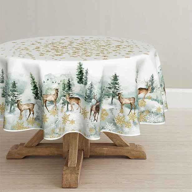 Ubrus Kulatý 120 CM Sob Zlaté Okvětní Lístky Polyester Vánoce