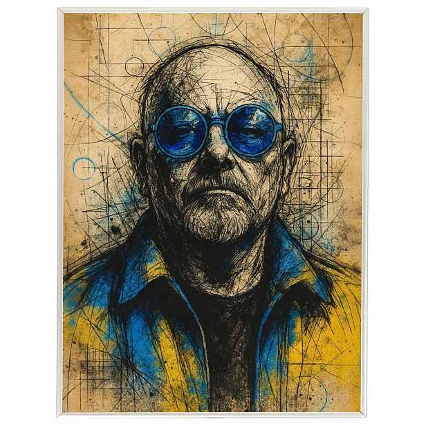 Plakát Rámeček Hliníková Grafika Portrét Skica Muž Kresba 60x80